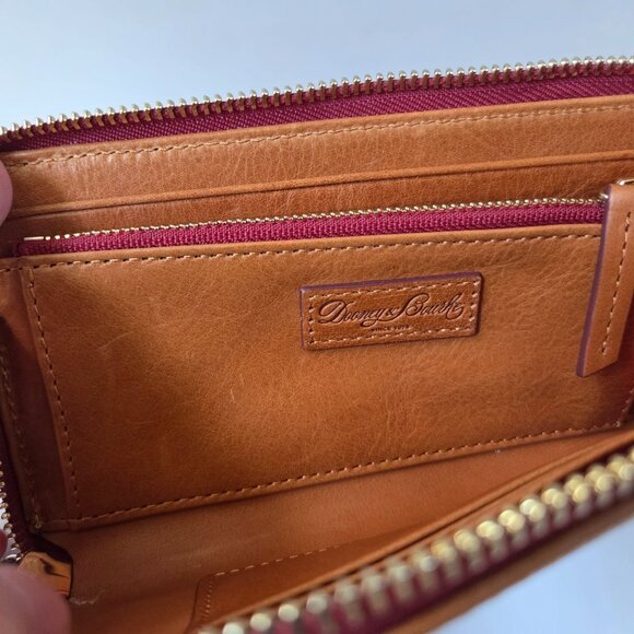 Dooney & Bourke Florentine Leather Folded Zip Wristlet Wallet Natural Brown NEW - Picture 5 of 13